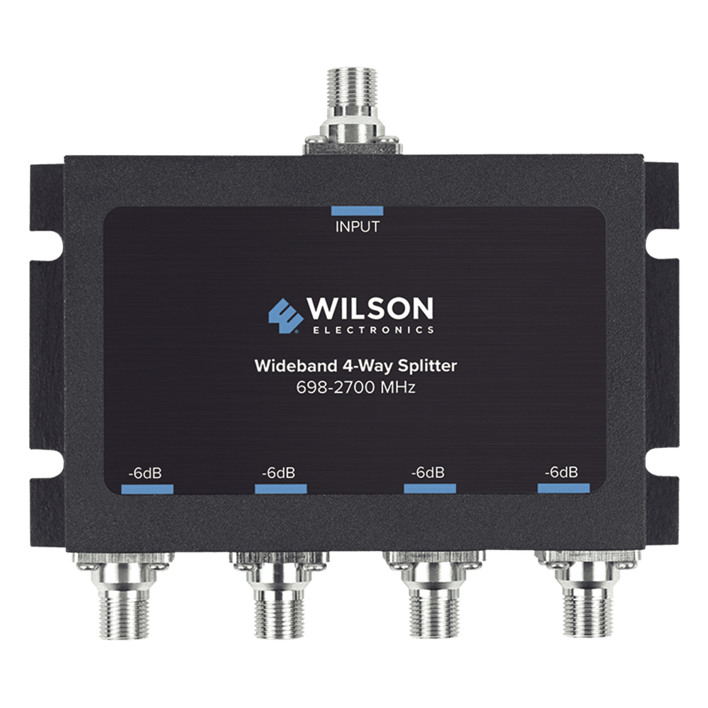 Divisor de Potencia de 4 Vías / 6 dB Pérdida por Puerto / 698-2700 MHz / Conectores F Hembra / 75 Ohm