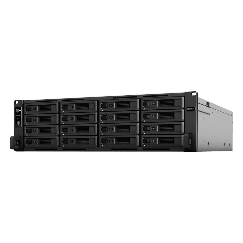 Servidor NAS Rack / 16 Bahías / Intel Xeon D-1541 8 Núcleos / 16 GB DDR4 ECC Ampliable a 64 GB / 403,000 IOPS / 6,200 MB/s Lectura / RAID F1 / Doble Fuente Redundante