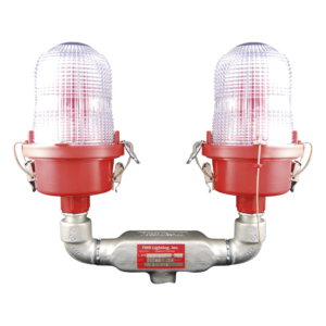 Lámpara de Obstrucción Aeronáutica / Luz Fija Tipo L-810 / Doble LED Rojo / 120-240 Vca / 360° Cobertura Horizontal / IR 850 nm