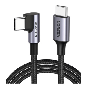 Cable USB-C a USB-C / 1 Metro (3.28 Pies) / Conector 90° / Carga 60W / 480 Mbps / Nylon Trenzado / Aluminio
