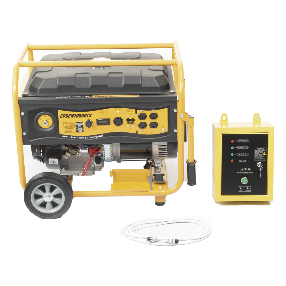 Generador de Emergencia / 6.5 kW Nominal / 7 kW Máxima / Arranque Automático / 220V Bifásico / 60 Hz / Tanque 25 L / 12 h Autonomía