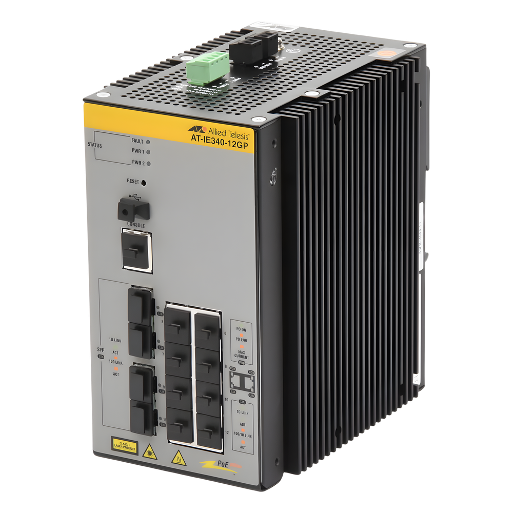 Switch Industrial PoE+ / Capa 3 / 8 Puertos Gigabit / 4 SFP / TAA