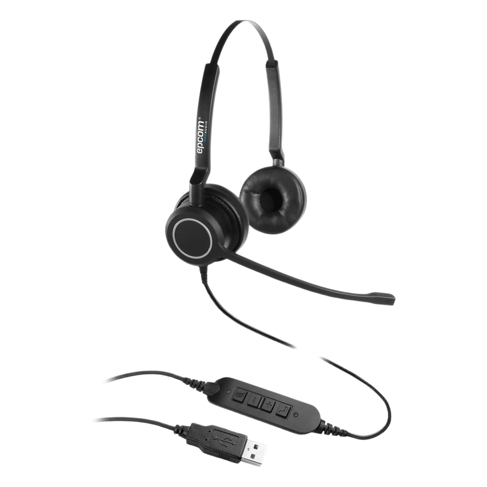 Audífonos USB de Diadema / Audio HD Estéreo / Cancelación de Ruido / Micrófono Cardioide 300° / Diseño Ergonómico 58-72 g