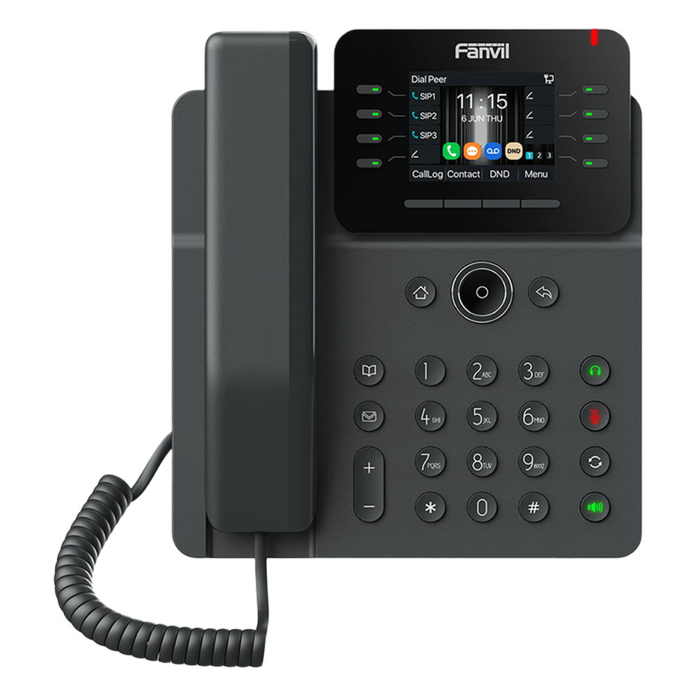 Teléfono IP Empresarial / 12 Líneas SIP / Pantalla 2.8" HD / Audio HD G.722 y Opus / Conferencia 6 Vías / Dual Gigabit / PoE