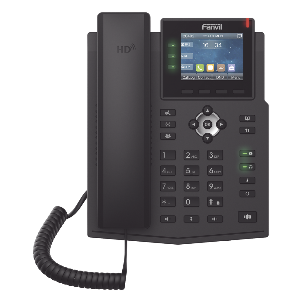 Teléfono IP / 6 Líneas SIP / Pantalla LCD Color 2.8" / Audio HD / Conferencia 3 Vías / Puertos Gigabit / PoE 802.3af