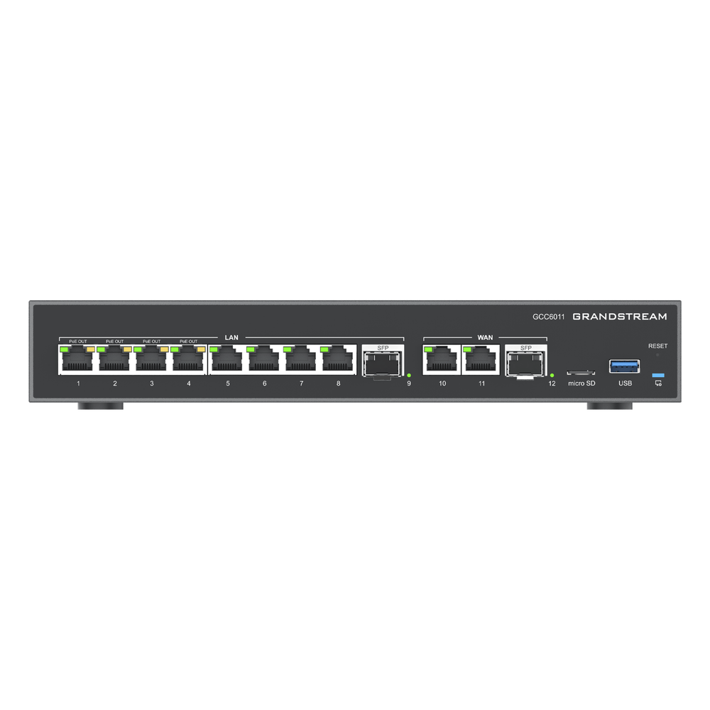4 en 1: Firewall Nueva Generación, Router, PBX IP /Switch 10 Puertos Gigabit (4 PoE +) / 2 Puertos SFP 2.5 Gigabit / 3 puertos WAN fijos