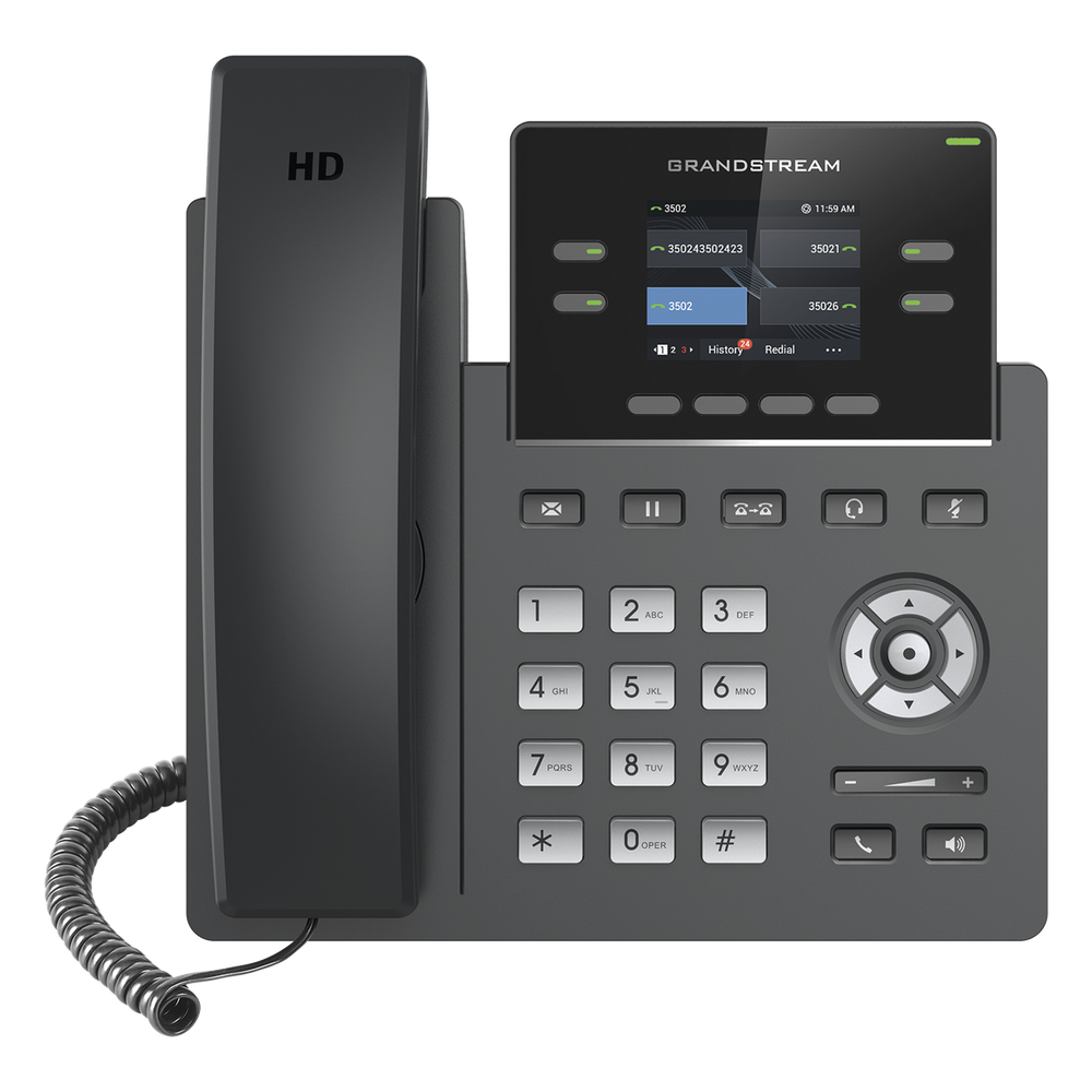 Teléfono IP / 4 Líneas SIP / 2 Cuentas / Pantalla Color 2.4" / Codecs HD G.722 y Opus / Gestión en la Nube / Puertos 10/100 Mbps