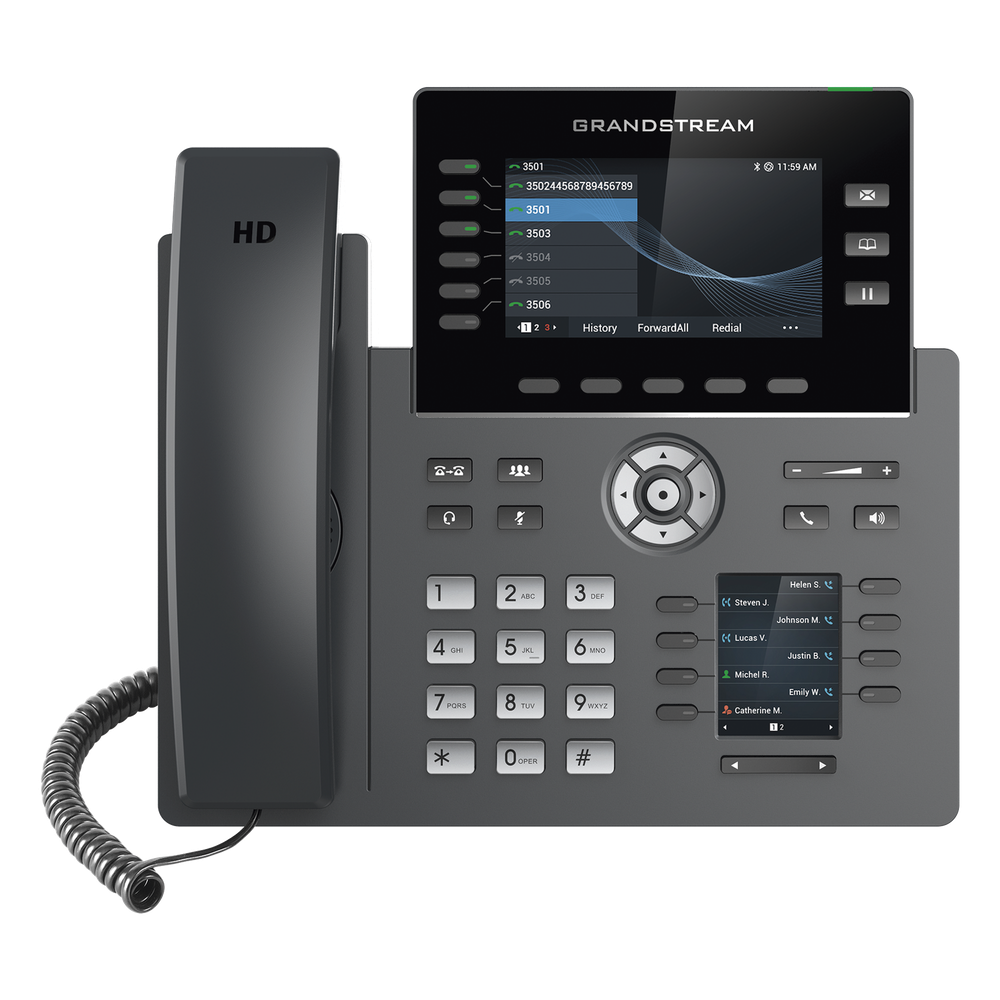 Teléfono IP / 6 Líneas SIP / Wi-Fi 5 Dual Band / Bluetooth 5.0 / Pantalla 4.3" / 48 Teclas MPK / PoE / Audio HD Opus