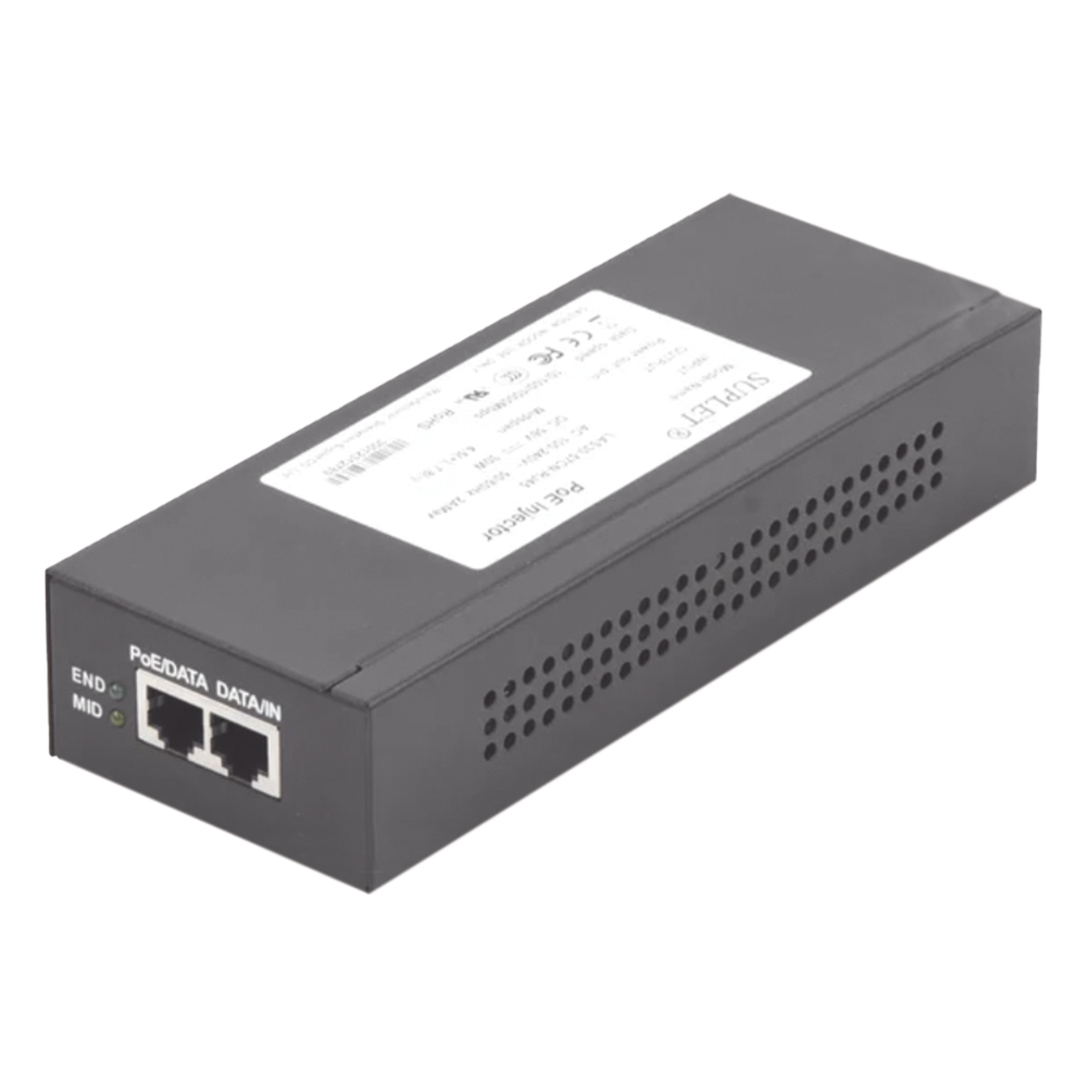 Inyector Super Hi-PoE / 56 Vcc / 30 Watts / Para Domos HIKVISION PTZ / IP (-AE / DE) / Soporta 802.3 af /at / Para Aplicaciones de CCTV