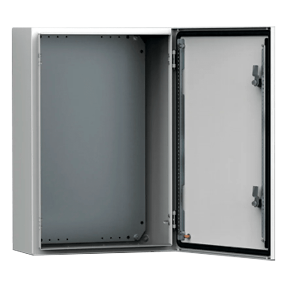 Gabinete de Uso Exterior MAS 800 x 800 x 300 mm (31.5 x 31.5 x 11.8 in) NEMA 4/12/13; IP66; IK10 de Acero Dulce 1.5 mm con Platina de Montaje Incluida Color Gris Claro