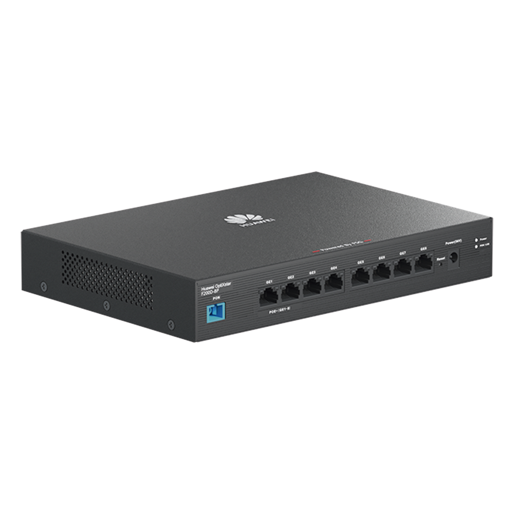 HUAWEI MiniFTTO - ONU PoE / 8 puertos 10/100/1000Mbps PoE + 1 PON (SC/UPC)/ Downstream 2.488 Gbps / Upstream 1.244 Gbps / modo puente / 120 W/ Administración Nube