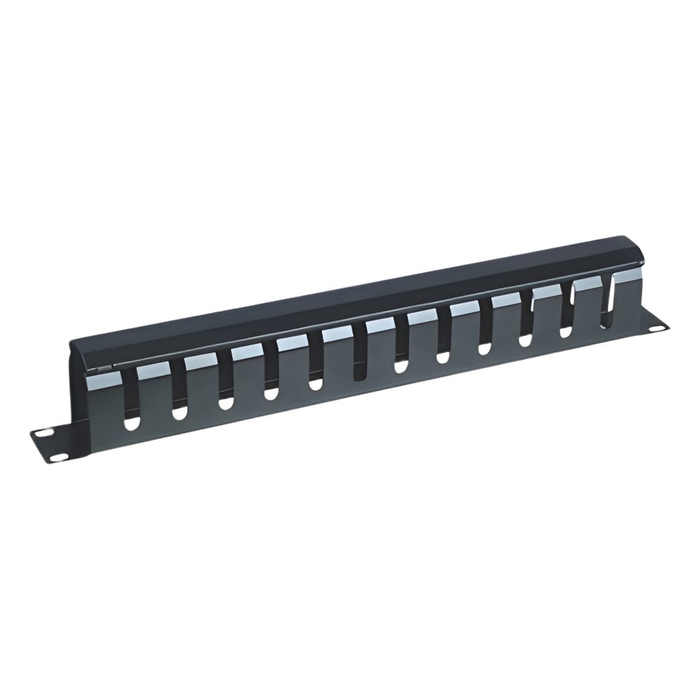 Organizador de Cables Horizontal / 1U para Rack 19" / Capacidad 60 Cables Cat5 o 50 Cat6 / Cubierta Metálica / Ventilación 50%