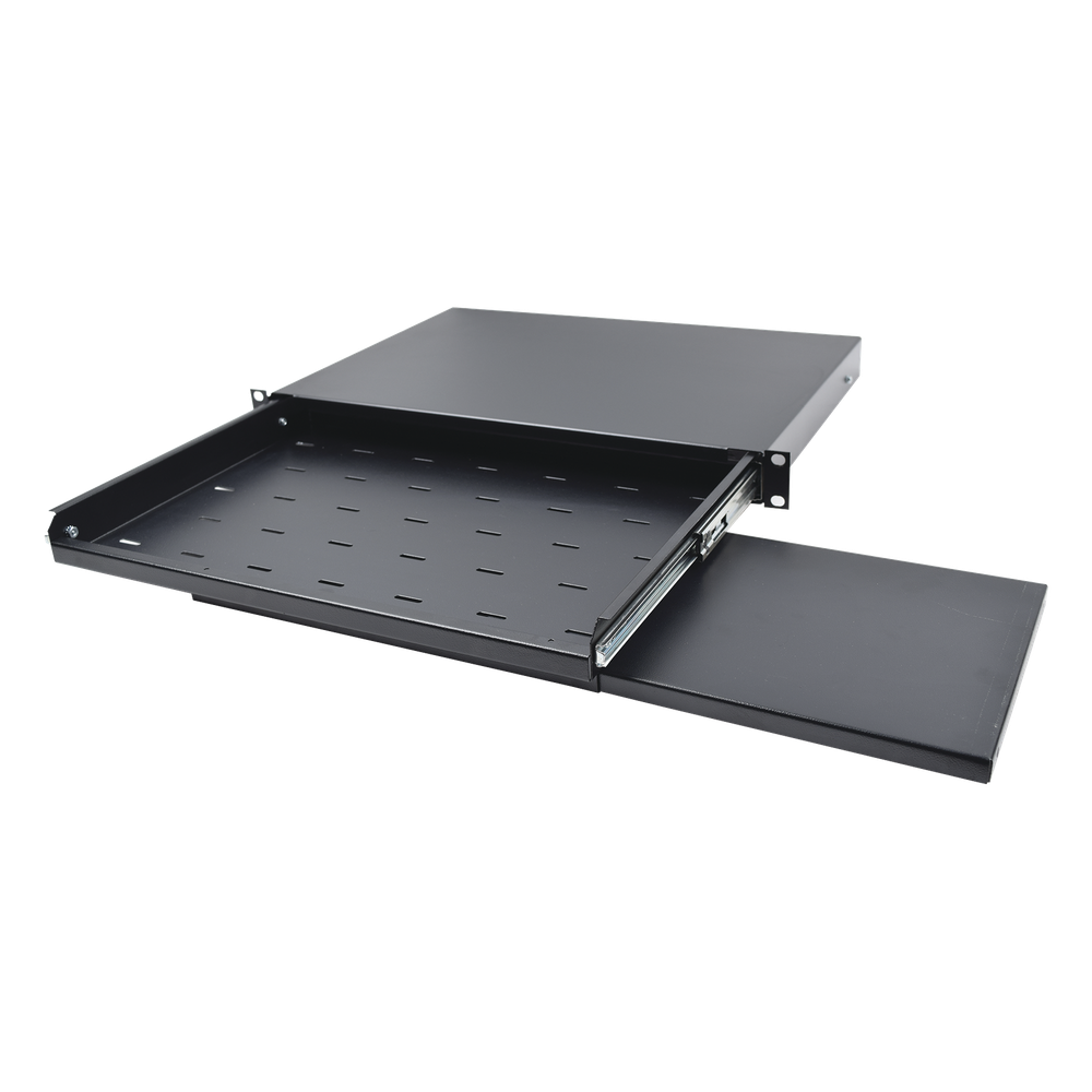 Charola Abatible para Teclado y Ratón / Rack 19" / 1U / Superficie Antideslizante / Instalación Rápida