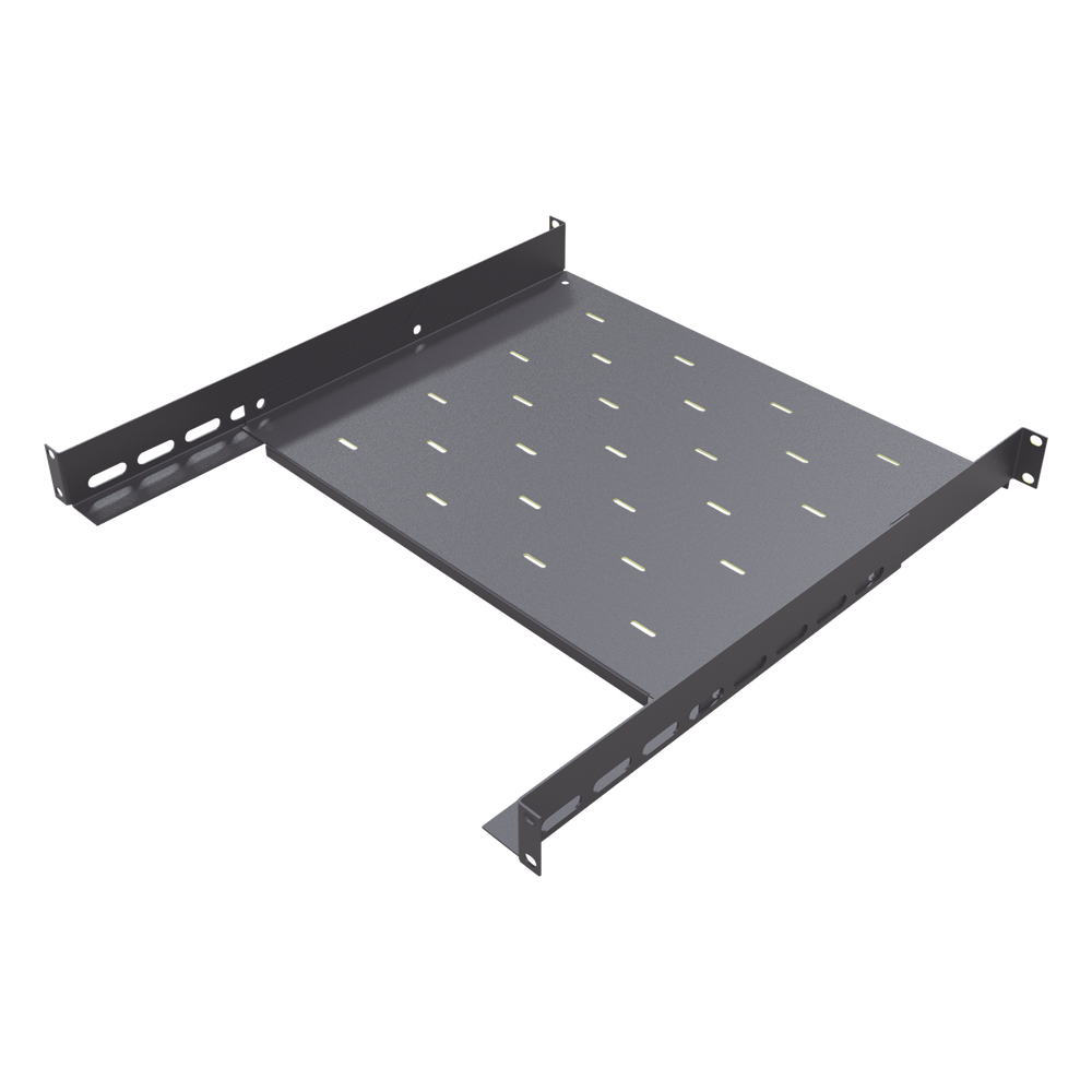 Charola para Rack / 1U / Profundidad Ajustable 347 a 489 mm (1.14 a 1.60 ft) / Carga 20 kg / 4 Postes / Acero Calibre 16-18