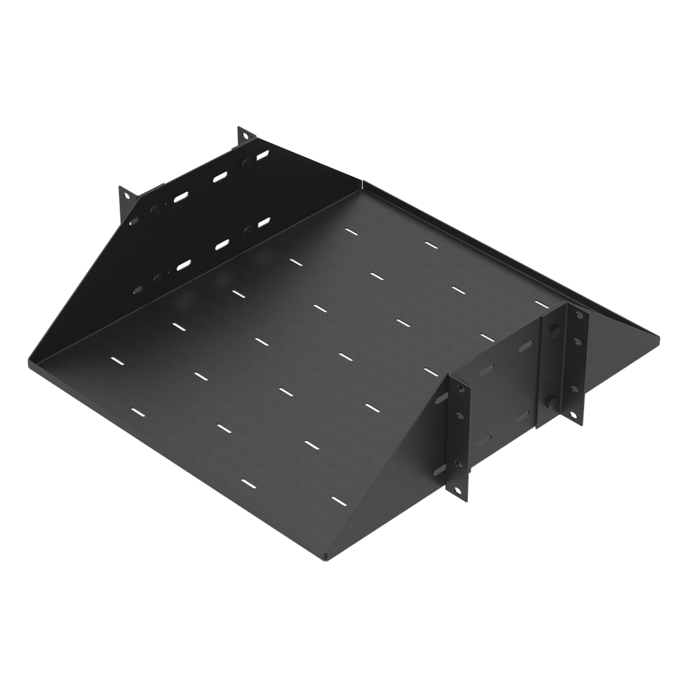 Charola para Soportar Equipos en Rack de 19", Profundidad Ajustable hasta 484 mm. 150 Kg de Carga, Compatible con Racks de Doble Perforación, 3U