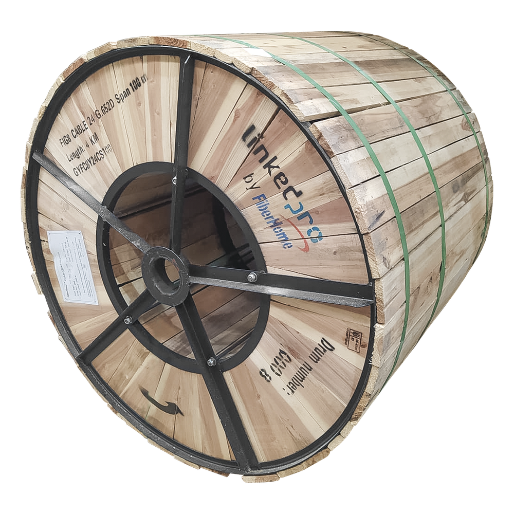 Fibra Óptica Aérea Figura 8 / 24 Hilos Monomodo G.652D / Span 100 m / 4 km / Loose Tube / HDPE