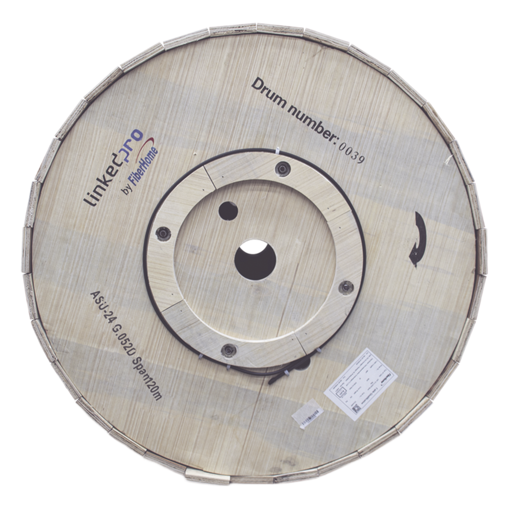 Carrete de Fibra Óptica Aérea Mini ADSS / Monomodo G.652D / 24 Hilos / Span 120 m (394 pies) / 4 km / Exterior / Loose Tube / MDPE