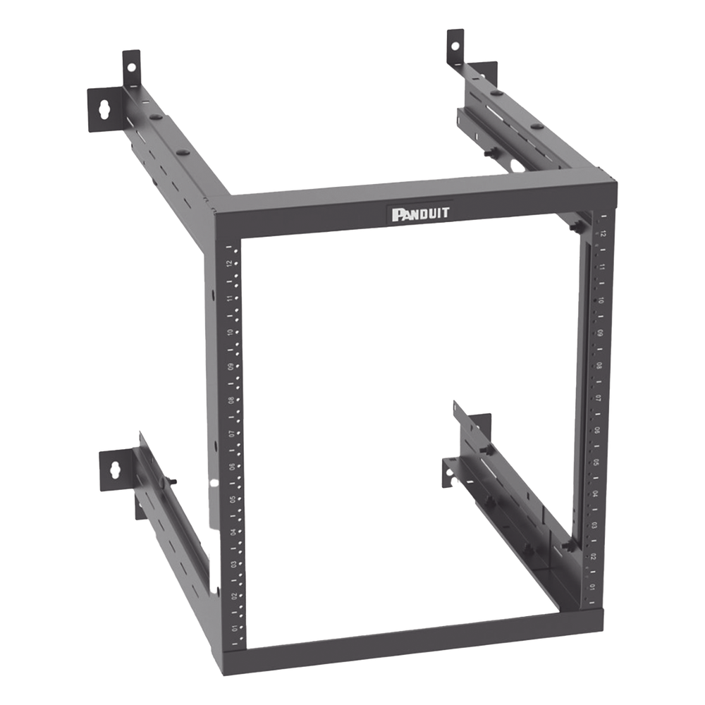 Rack de Montaje en Pared / 19in / Profundidad Ajustable 18-21.5-25in / 12 UR / Rieles Roscados #12-24 Numerados / Acero con Recubrimiento en Polvo