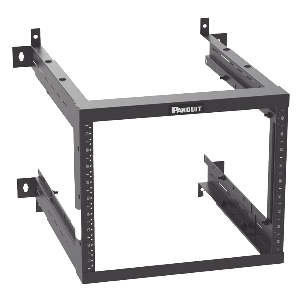 Rack de Montaje en Pared / 19in / Profundidad Ajustable 18-25 in / 9 UR / Rieles Roscados #12-24 / Acero con Recubrimiento en Polvo