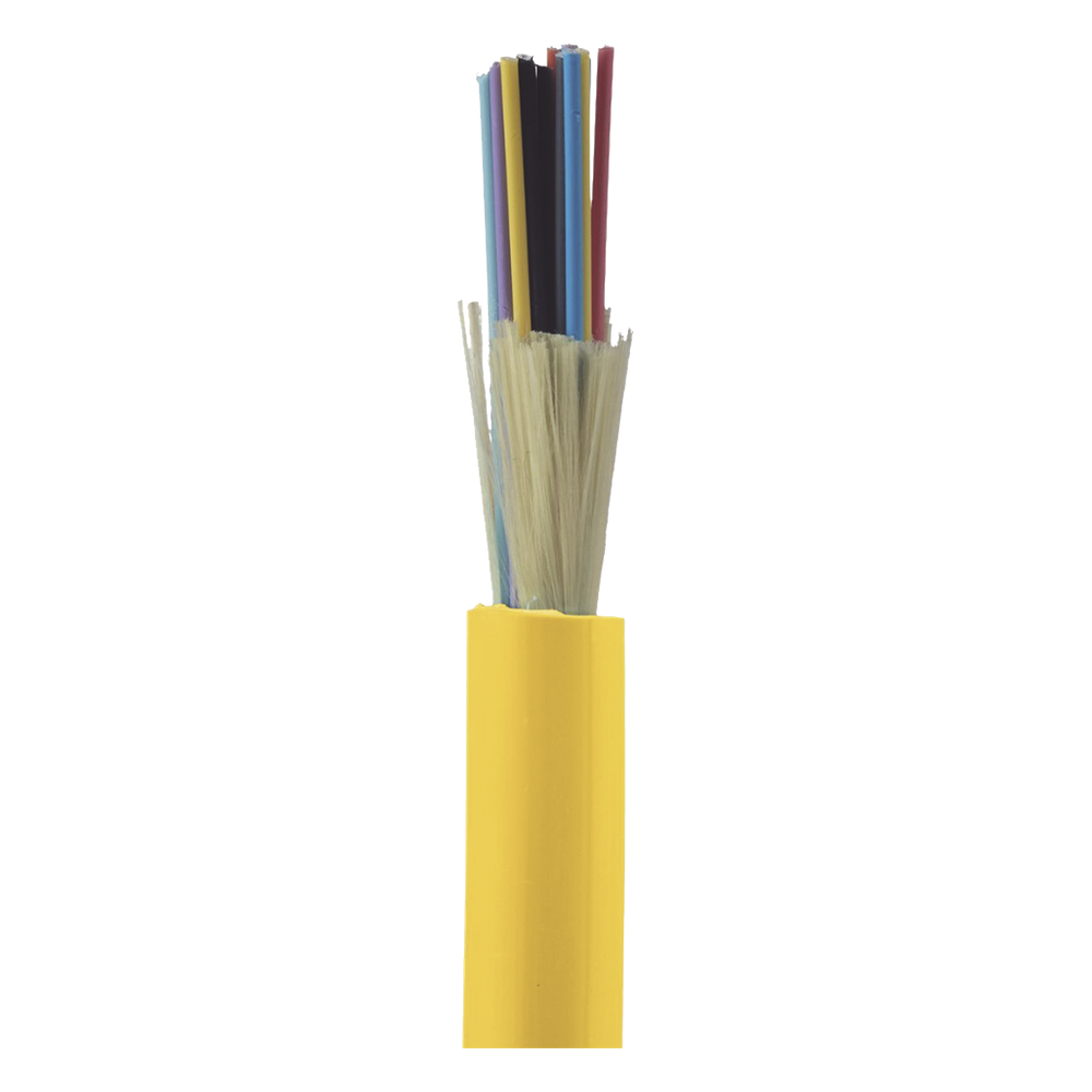 Cable de Fibra Óptica / 24 Hilos / Monomodo OS2 9/125 / Interior / Tight Buffer 900µm / OFNP Plenum / Dieléctrico / 0.61 m (2 ft) Incrementos