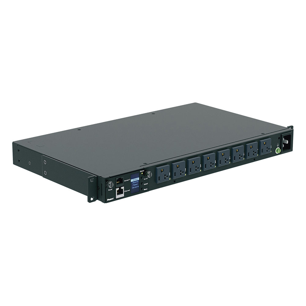 PDU Monitoreable por Toma / 8 Salidas NEMA 5-20R / Control Individual y por Grupo / 120 Vca / 15 A / 1UR Horizontal 19 in