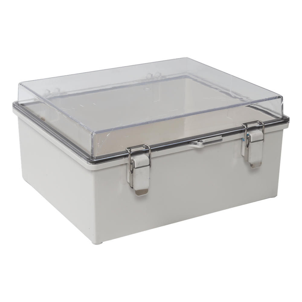 Gabinete de Protección IP66 / ABS con Puerta Transparente / 170 x 220 x 110 mm / Cierre de Broches Inoxidables / Compatible con Candado de Perno 5 mm