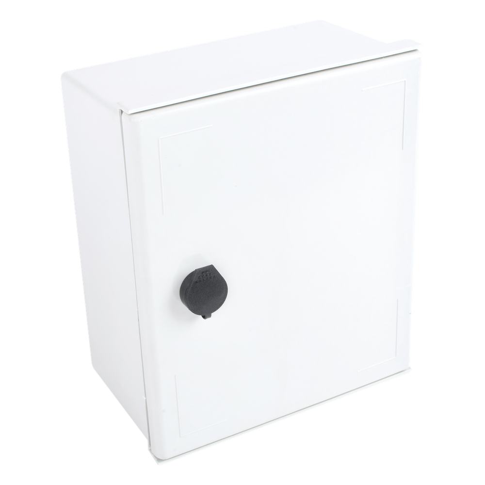 Gabinete de Poliéster / IP65 / 250 x 300 x 140 mm / Carga 30 kg / Placa Trasera Incluida / Cerradura con Llave