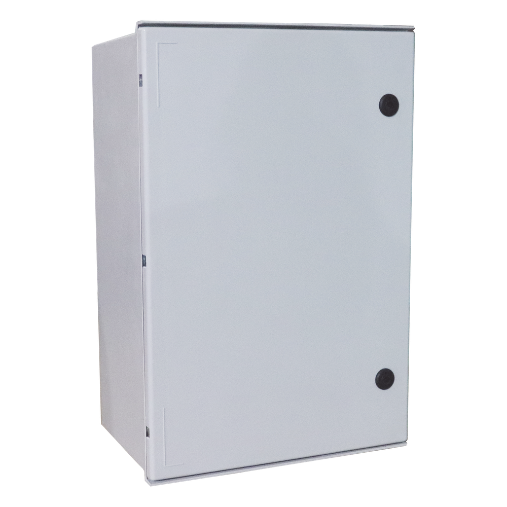 Gabinete de Poliéster IP65 / 600 x 800 x 300 mm / Carga 25 kg / Placa Trasera 581 x 705 mm / Cerradura con Llave / Uso en Intemperie
