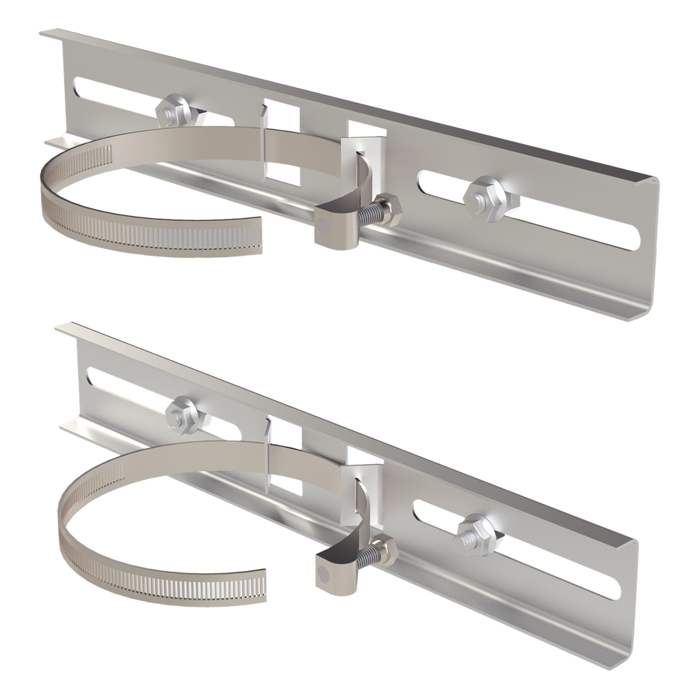 Montaje de Poste / Metal Galvanizado / Gabinetes hasta 30 cm / Diámetro 4' a 5' / 300x44 mm / 2 Rieles