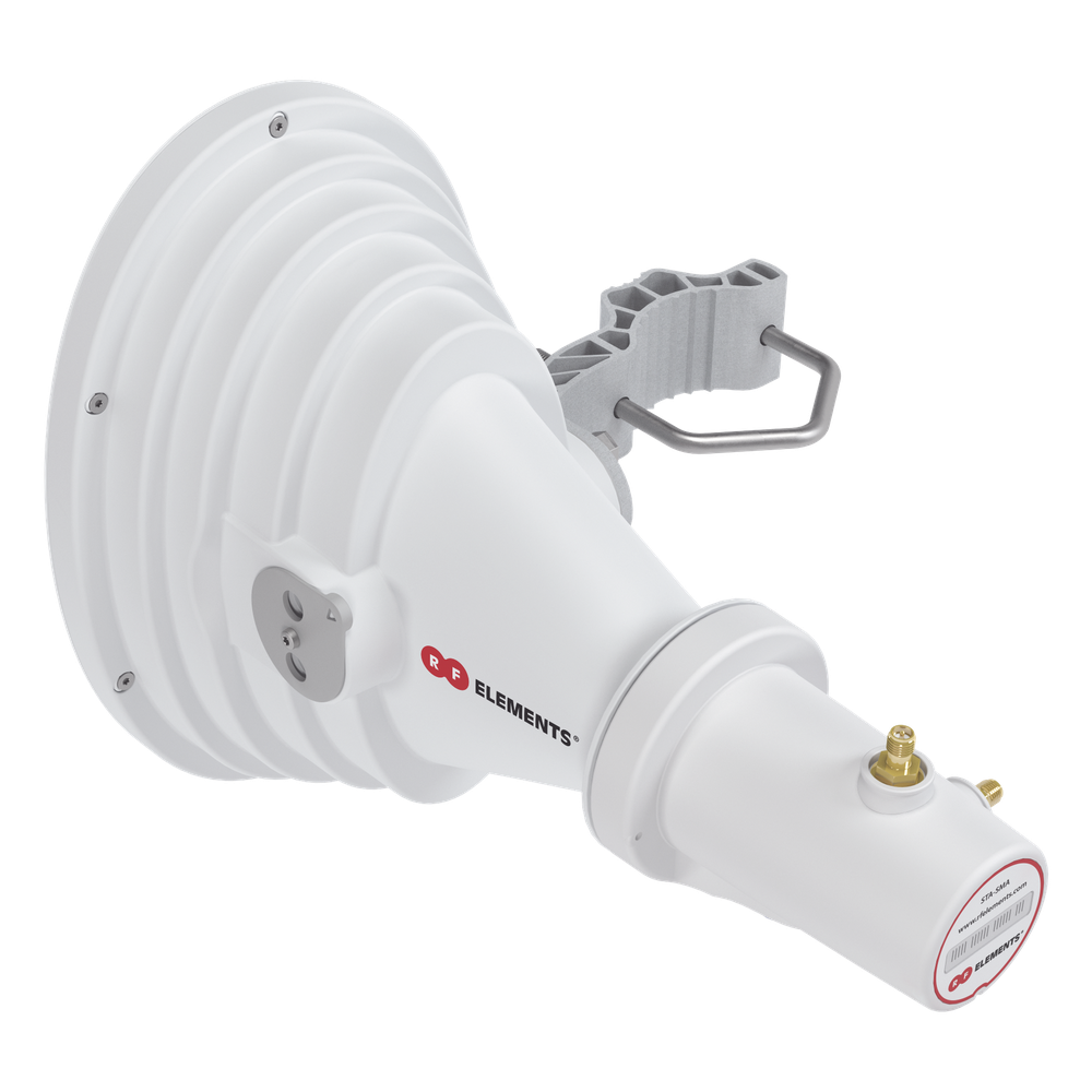 Antena Sectorial Horn / 45° Asimétrica / 17 dBi / 4.9-6.4 GHz / RP-SMA / Sin Lóbulos Laterales