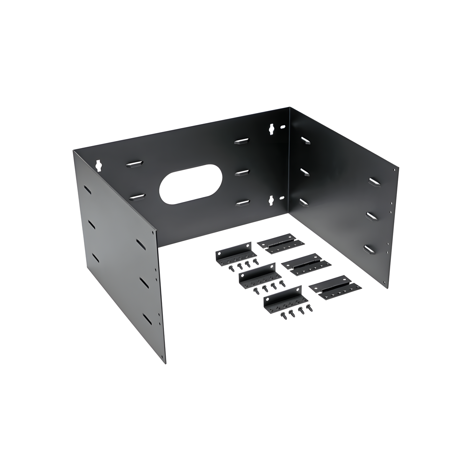 Rack Abierto de Pared con Bisagras / 6 UR / 19 in / Profundidad 401 mm (15.8 in) / Carga 60 lb (27.21 kg) / Acero Negro