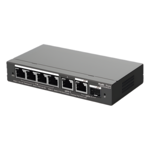 Switch Administrable Cloud / 6 Puertos Gigabit / 4 PoE+ 54W / 1 SFP / 12 Gb/s / Sin Ventilador