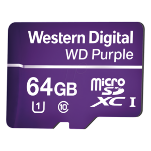 Memoria microSD de 64GB PURPLE, Especializada Para Videovigilancia, 10 VECES MAYOR DURACIÓN, 3 AÑOS DE GARANTIA
