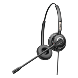 Diadema binaudal (duo) con tecnología antishock para teléfonos IP FANVIL y Polycom con micrófono de cancelación de ruido, larga durabilidad