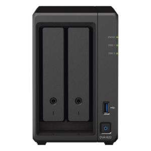 NVR Deep Learning / 2 Bahías / Intel Celeron Quad-Core 2.7 GHz / 6GB DDR4 / HDMI 4K / 1GbE Link Aggregation / Compacto 166 x 106 x 223 mm