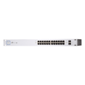 Switch PoE UniFi capa 2 Administrable de 26 puertos Gigabit (24 eth PoE y 2 SFP) 802.3 af/at / Pasivo 24V, 500 Watts, throughput de 38.69 Mpps