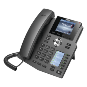 Teléfono IP empresarial para 4 líneas SIP con 2 pantallas LCD, 6 teclas BLF/DSS, conferencia de 3 vías, PoE