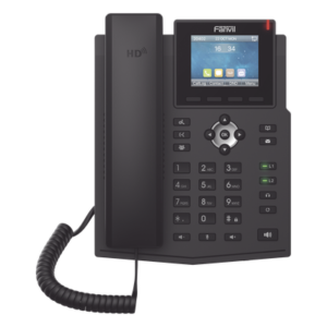 Teléfono IP empresarial para 4 líneas SIP con pantalla LCD de 2.8 pulgadas a color, puertos Gigabit, IPv6, Opus y conferencia de 3 vías, PoE
