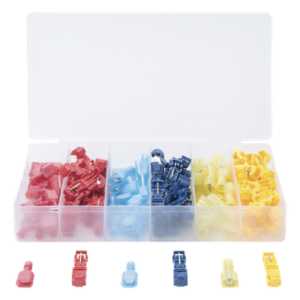 Kit Conectores T-Tap / 120 Piezas / 3 Calibres AWG / Cobre Estañado / Sin Corte de Cables / -10°C a 70°C