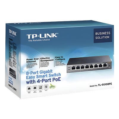 Switch PoE Easy Smart / 8 puertos Gigabit / 4 puertos PoE 802.3af / 55 W total / 11.9 Mpps