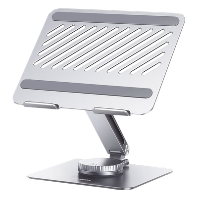 Soporte Giratorio para Laptop / Rotación 360° con Bloqueo / Aluminio / Carga 5 kg / 10 a 17.3" / Altura y Ángulo Ajustable / Plegable