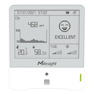 Monitor Ambiental IAQ / 9 Sensores CO2-TVOC / Display E-Ink 4.2 Pulgadas / LoRaWAN / Certificación WELL / Detección de Presencia