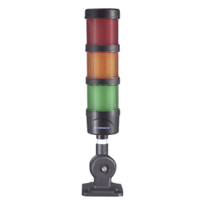 Torre LED Indicadora de Estado / 3 Niveles Rojo-Ámbar-Verde / Buzzer 85 dB / 110-240 VCA / IP53 / Montaje Ajustable 60 mm