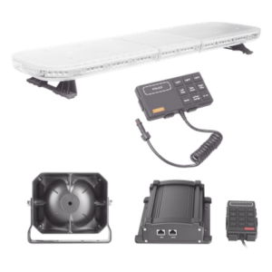 Kit de Señalización para Seguridad Pública / Barra LED 88 LEDs / Sirena 100W / Control de Tráfico Ámbar / IP65 / 45 Patrones de Destello