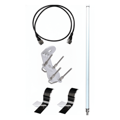 Antena LoRa Exterior Omnidireccional / 5.5 dBi / Frecuencia 860-930 MHz / IP67 / Resistencia al Viento 200 km/h / Kit de Montaje en Poste