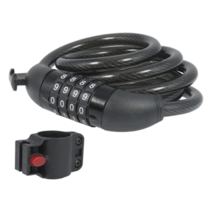 Candado de Cable con Combinación / 4 Pines / 10,000 Códigos / Cable 120 cm (3.9 ft) / Nivel de Seguridad 3 / Acero Trenzado con PVC