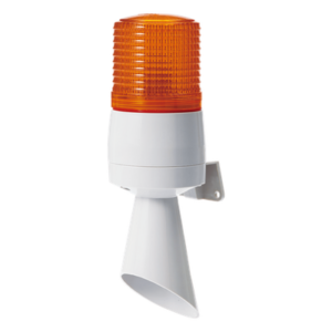 Torreta de Señalización LED / Luz Ámbar Fija y Destellante / Buzzer 95 dB / 24 VCD / IP54 / Ø60 mm