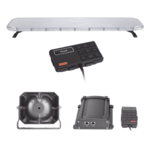 Kit de Equipamiento para Unidades de Seguridad Pública / Barra LED 132 LEDs Hyperlux G3 / 22 Módulos Control Tráfico Rojo/Azul / Sirena 100 W / IP65 / SAE J1345