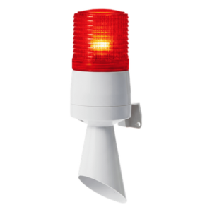 Torreta LED con Buzzer / 60 mm / Rojo / 24 VCD / 95 dB / Destello Fijo y Destellante
