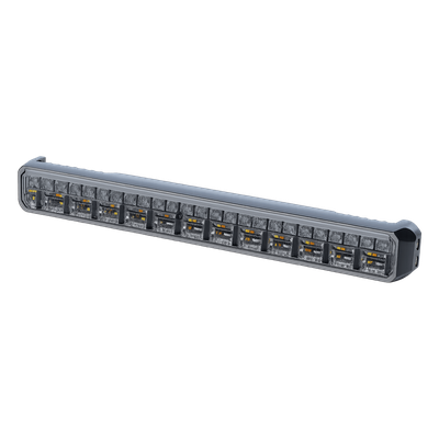 Luz Auxiliar LED / 45 LEDs Tricolor Rojo/Azul/Blanco / 12-24 VDC / Lente Transparente / SAE / 11.42" / Halo Rojo Multifuncional